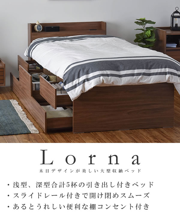 シングルベッド限定！BOX型チェストベッド【Lorna】ローナ 収納部配列変更対応を通販で激安販売