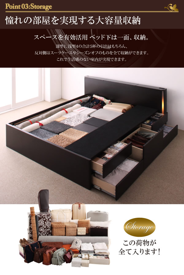 ホテルライクBOX型収納チェストベッド【Grandluna】グランルーナを通販で激安販売