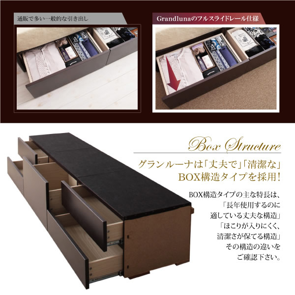 ホテルライクBOX型収納チェストベッド【Grandluna】グランルーナを通販で激安販売
