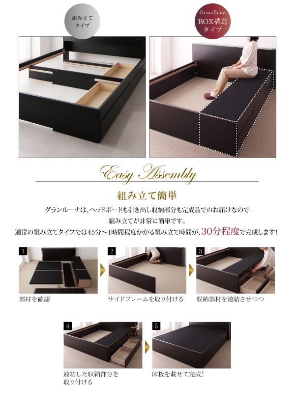 ホテルライクBOX型収納チェストベッド【Grandluna】グランルーナを通販で激安販売