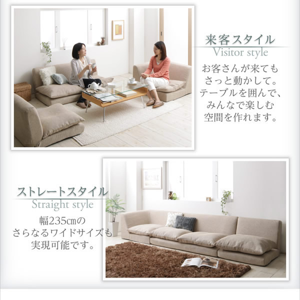 カバーリング仕様＆リクライニング機能付きフロアコーナーソファ【Cliff】クリフを通販で激安販売