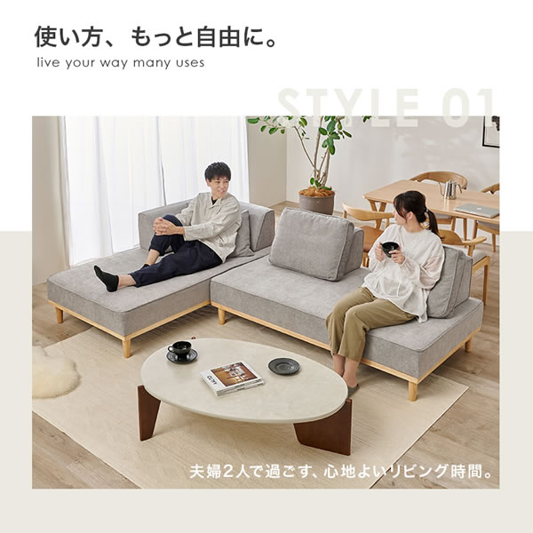 背もたれ自在配置アイランドソファ【Patrizio】2人掛けセット×2 開梱設置付きを通販で激安販売