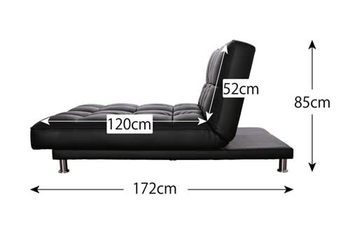 3スタイルレザーソファーベッド　ベッド時側面サイズ 