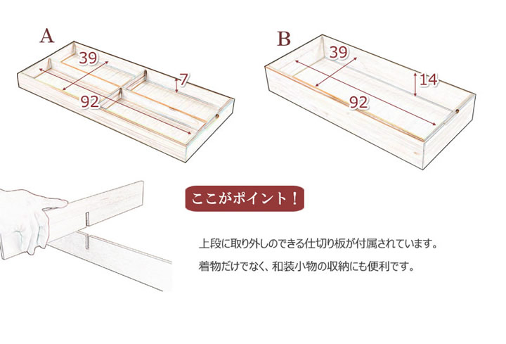 日本製・完成品隠しキャスター付きスタッキング式桐衣装箱【桐心】を通販で激安販売