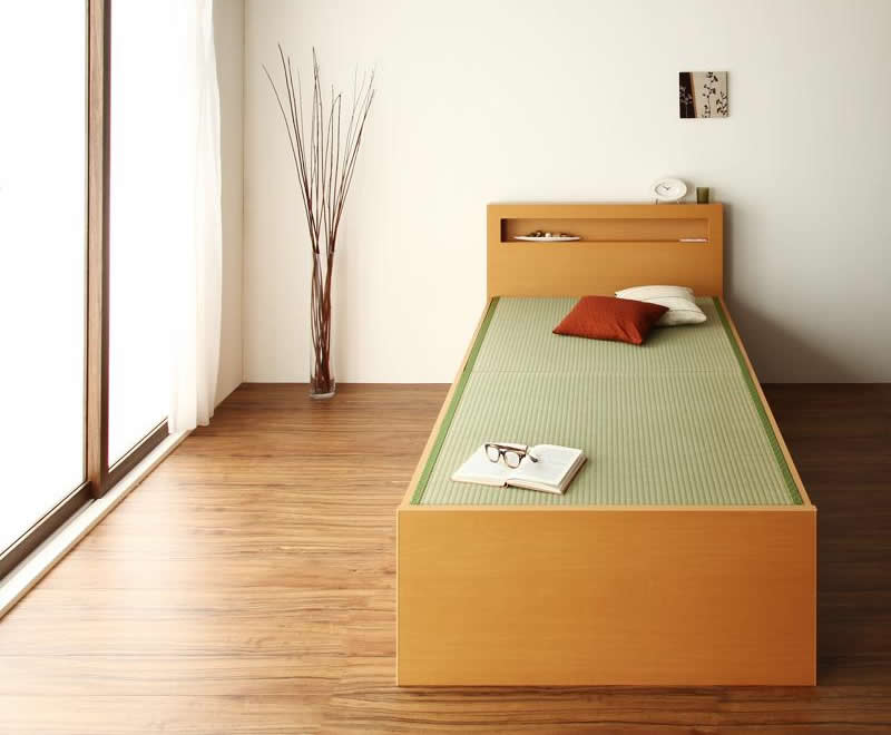 モダン＆スリム棚付きチェスト仕様畳ベッドを通販で安く買うなら【ベッド通販.com】にお任せ
