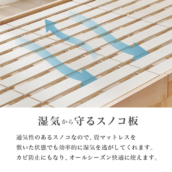 高さ調整対応！棚コンセント畳マットレス付きすのこベッド【梗平】 シングルを通販で激安販売