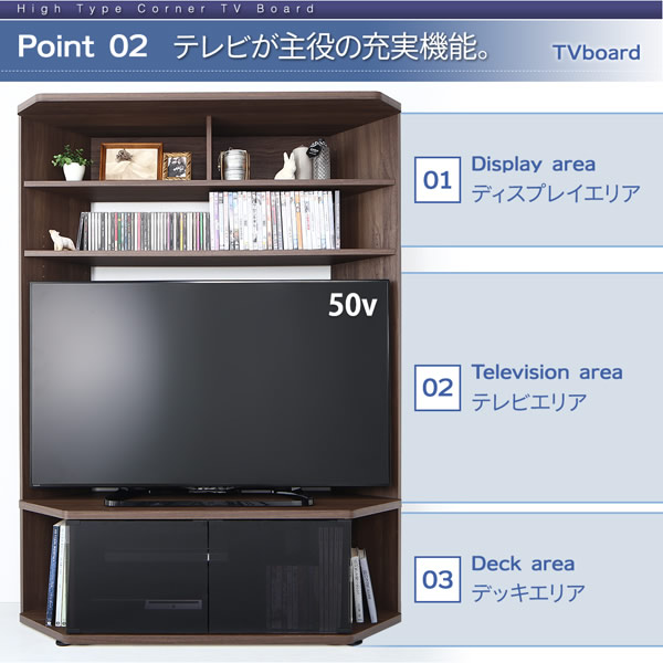 ハイタイプコーナーテレビボード【Aube】オーブ　可動棚付きを通販で激安販売