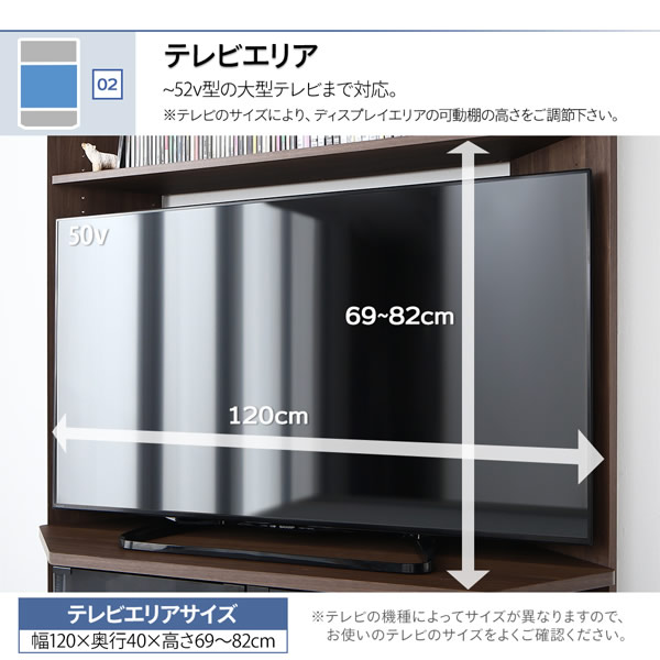 ハイタイプコーナーテレビボード【Aube】オーブ　可動棚付きを通販で激安販売