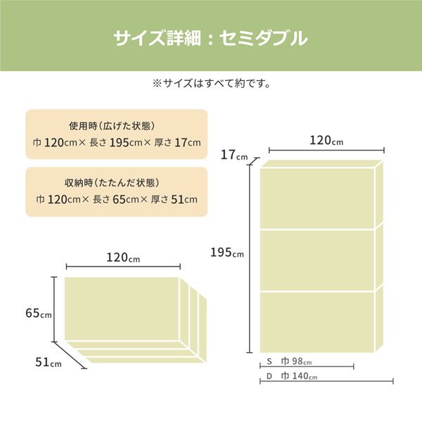画像8: 極厚17cm！日本製高反発ウレタン採用・折り畳みマットレス (8)