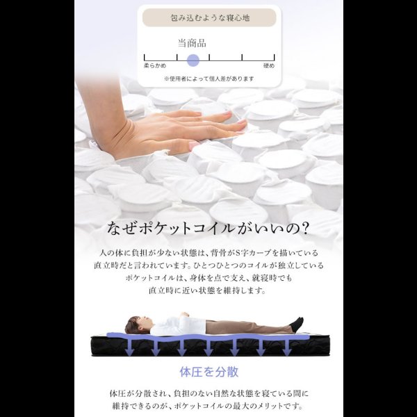 画像5: ショートセミシングルからクイーン・キングまで多サイズ展開ポケットコイルマットレス【Hedvika】 (5)
