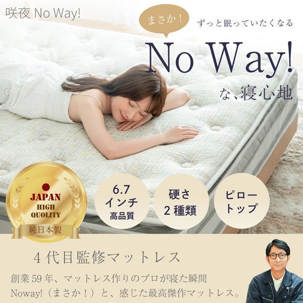 画像2: 最上級の寝心地！日本製ピロートップ付きポケットコイルマットレス【咲夜No way】 (2)