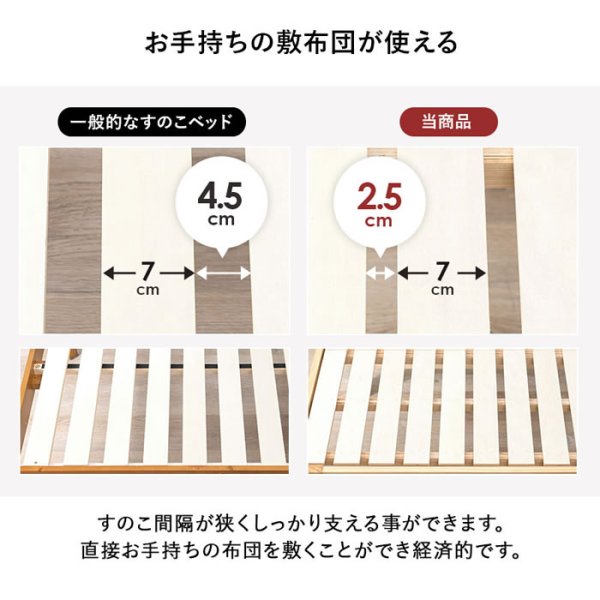 画像9: カントリー調デザイン頑丈すのこロングサイズベッド【Darla】高さ調整付き (9)