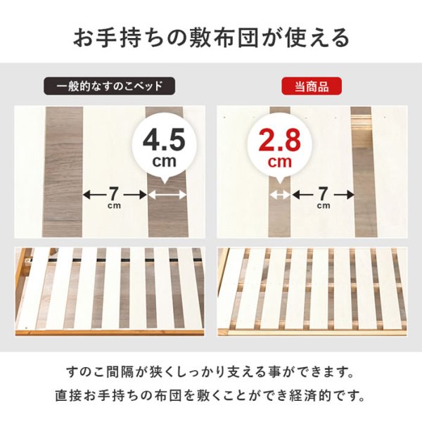 画像9: カントリー調デザイン頑丈すのこロングサイズベッド【Darla】脚長タイプ 高さ調整付き (9)