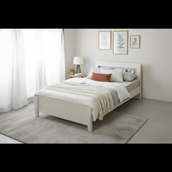 画像8: 曲線デザイン高強度すのこベッド【Fennel】ストーン調／木目調 3段階高さ調節 (8)