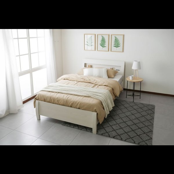 画像9: 曲線デザイン高強度すのこベッド【Fennel】ストーン調／木目調 3段階高さ調節 (9)