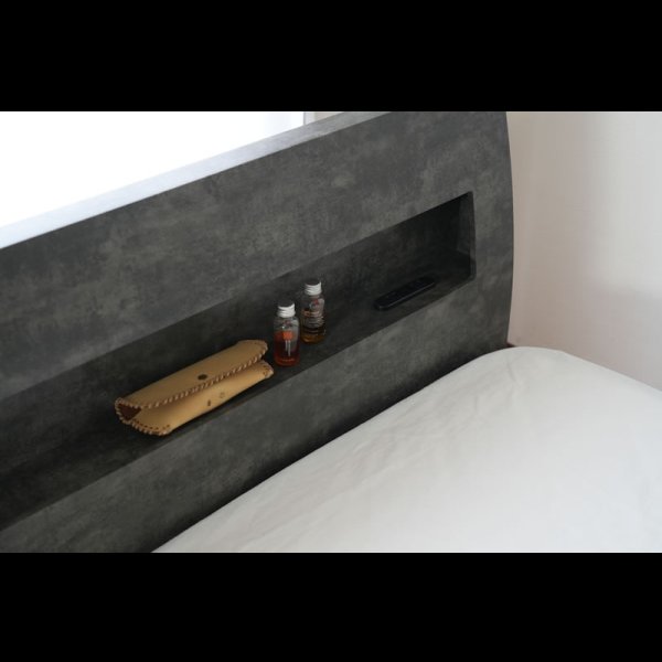 画像13: 曲線デザイン高強度すのこベッド【Fennel】ストーン調／木目調 3段階高さ調節 (13)