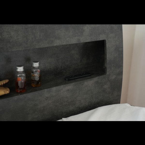 画像14: 曲線デザイン高強度すのこベッド【Fennel】ストーン調／木目調 3段階高さ調節 (14)