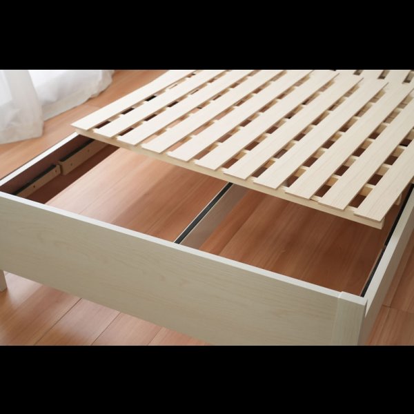 画像18: 曲線デザイン高強度すのこベッド【Fennel】ストーン調／木目調 3段階高さ調節 (18)