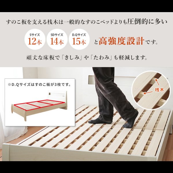 画像30: 曲線デザイン高強度すのこベッド【Fennel】ストーン調／木目調 3段階高さ調節 (30)