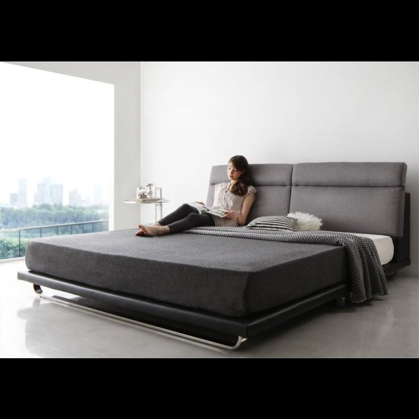 画像5: リクライニング機能付き・ファブリック＆レザーローベッド【William】ウィリアム (5)