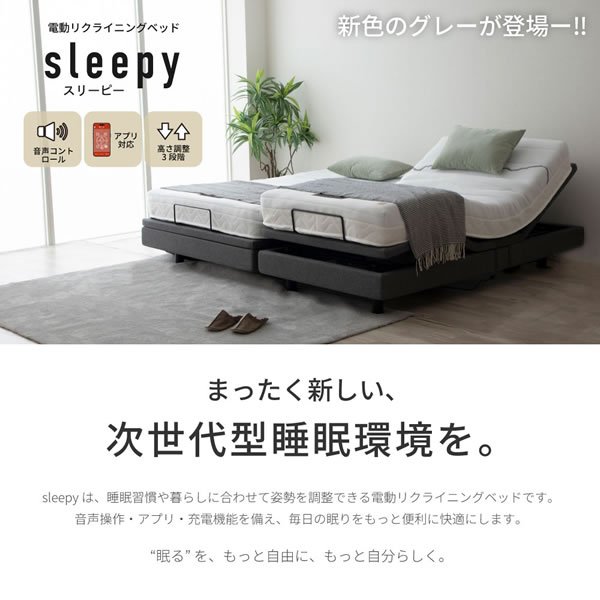 画像2: 電動ベッド【スリーピー】音声コントロール機能付きリクライニングベット (2)
