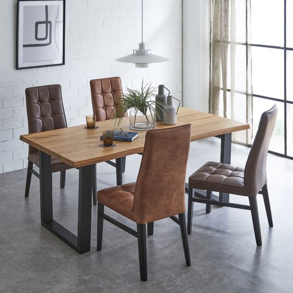 画像11: オーク無垢材仕様・一枚板風耳付きダイニングテーブル【Rodger】 (11)