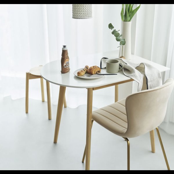 画像5: 壁付けも出来る！ミニマルデザインダイニングテーブル【Adela】 (5)