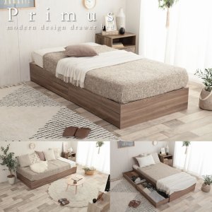 画像: シンプルデザインヘッドレス収納ベッド【Primus】プリームス