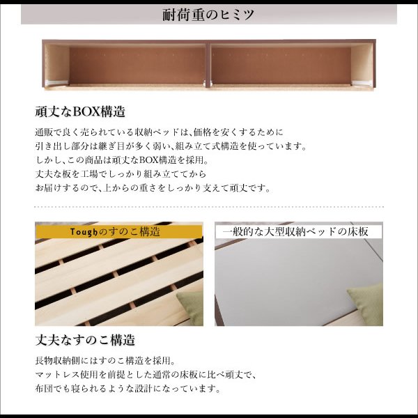 画像8: 頑丈ベッドシリーズ【Tough】タフ　日本製BOX型収納ベッド (8)