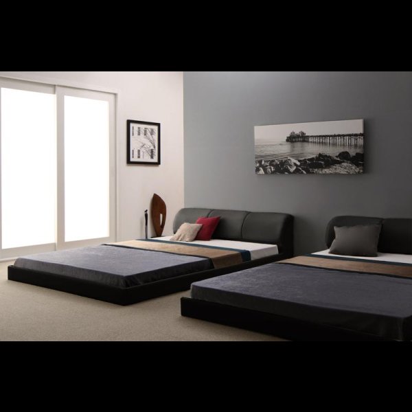 画像4: モダンデザインレザーフロアベッド【BASTOL】バストル 連結仕様 (4)