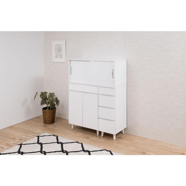 引戸キャビネット 幅90 フレンチシャビ―家具【whiteliv】の激安