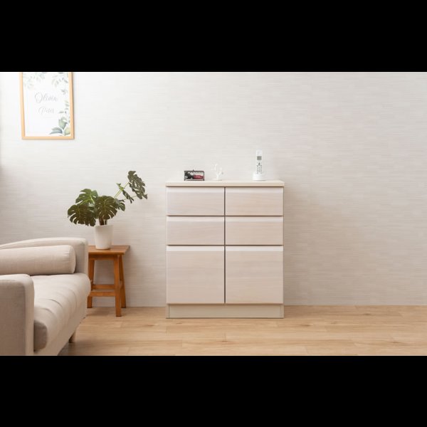 画像5: 桐材を使ったスクエアキャビネット【Enix】 幅72 扉+引出しタイプ (5)