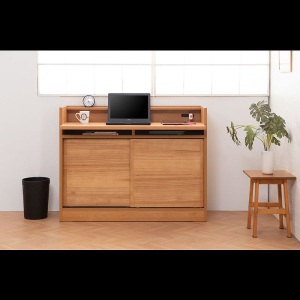 画像15: 桐材を使ったスクエアキャビネット【Enix】 幅107.5 デスクタイプ (15)