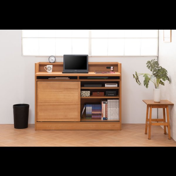 画像16: 桐材を使ったスクエアキャビネット【Enix】 幅107.5 デスクタイプ (16)