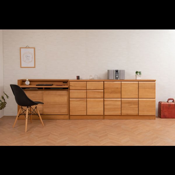 画像20: 桐材を使ったスクエアキャビネット【Enix】 幅107.5 デスクタイプ (20)