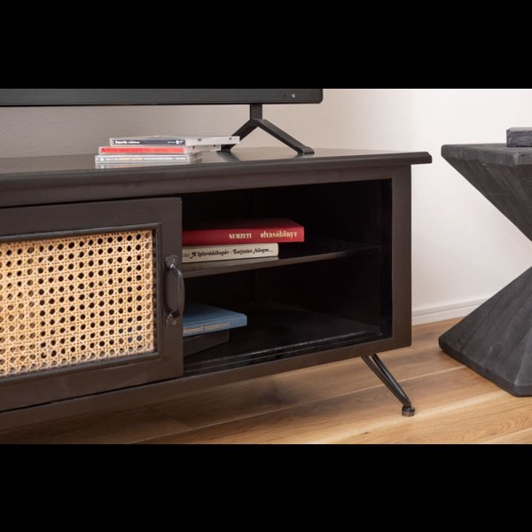 画像4: ラタンとブラックカラーの木材がおしゃれなTVボード＆チェスト【Meredith】 (4)