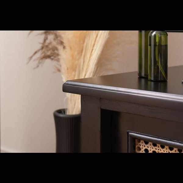 画像6: ラタンとブラックカラーの木材がおしゃれなTVボード＆チェスト【Meredith】 (6)