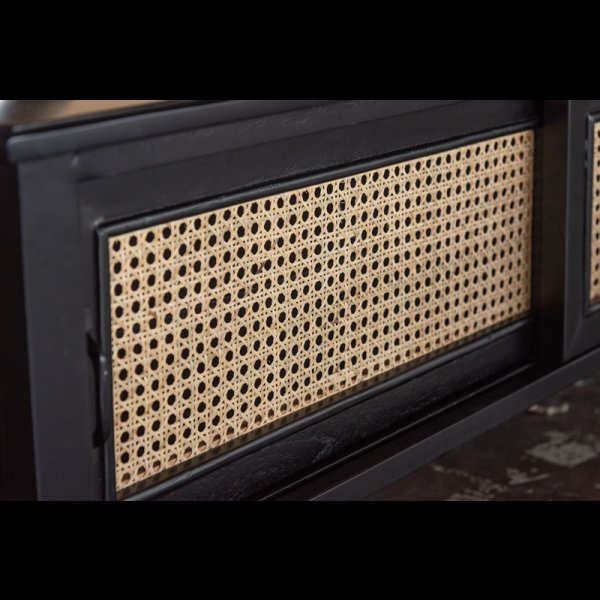 画像12: ラタンとブラックカラーの木材がおしゃれなTVボード＆チェスト【Meredith】 (12)