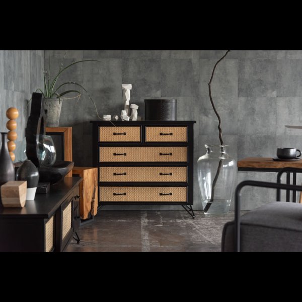 画像20: ラタンとブラックカラーの木材がおしゃれなTVボード＆チェスト【Meredith】 (20)