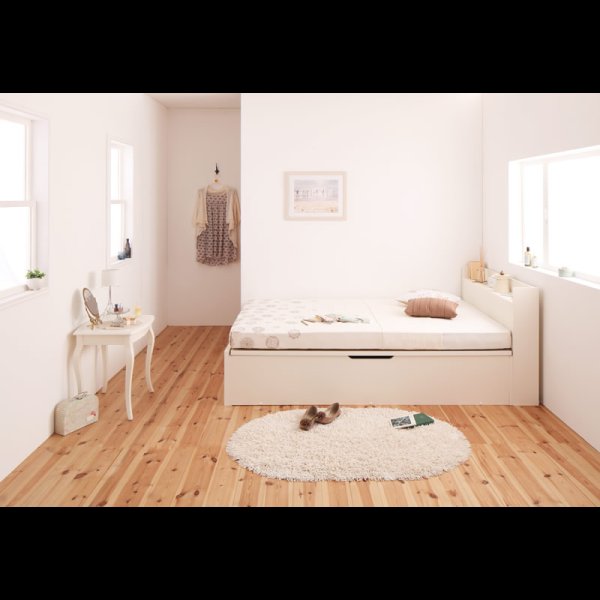 画像4: シンプル棚タイプ・ガス圧式大容量収納ベッド【Dania】ダニア (4)