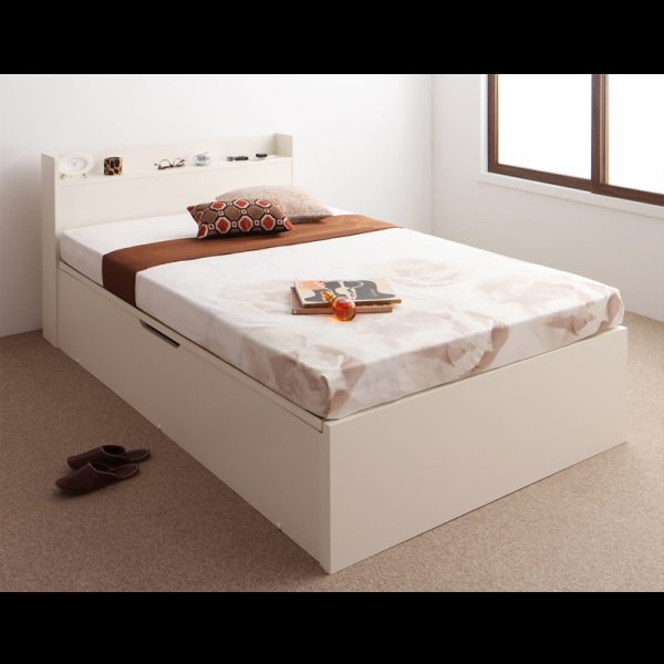 画像5: シンプル棚タイプ・ガス圧式大容量収納ベッド【Dania】ダニア (5)