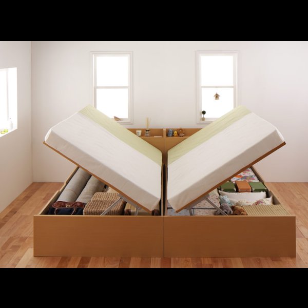 画像7: シンプル棚タイプ・ガス圧式大容量収納ベッド【Dania】ダニア (7)