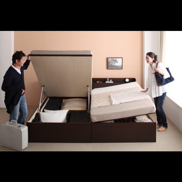 画像13: シンプル棚タイプ・ガス圧式大容量収納ベッド【Dania】ダニア (13)