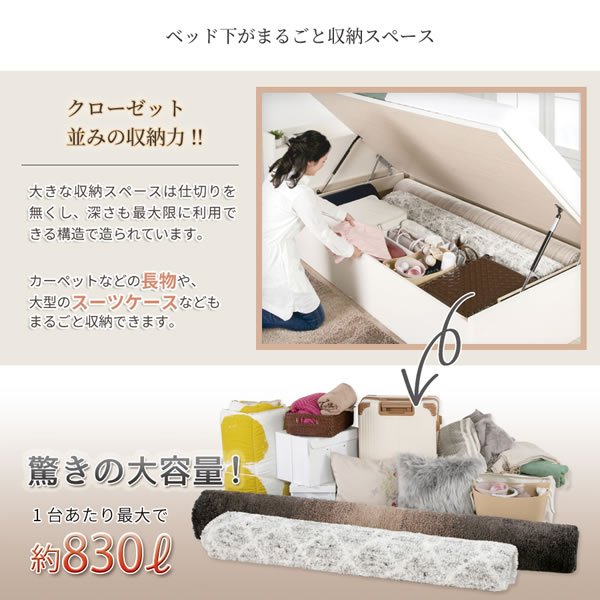 画像9: ヘッドレス仕様国産ガス圧式大容量収納ベッド【Benoit】　お買い得モデル (9)
