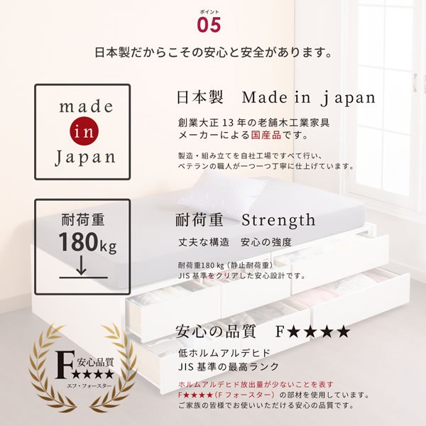 画像21: 引き出しタイプが選べるショート丈チェストベッド【Varier-s】日本製 角丸スリム棚 (21)