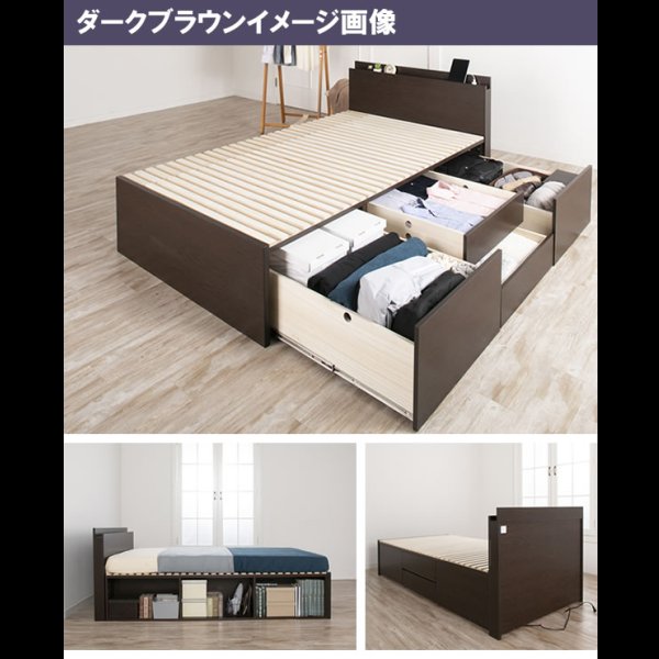 画像21: 奥行きが深い頑丈大型引き出しベッド【Deep2】日本製 スマート棚付き (21)