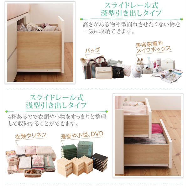 画像7: コンセント付きフラットパネルショート丈短めチェストベッド【Maxine】マクシーン (7)