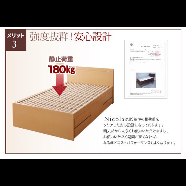 画像19: 通気性に優れた国産すのこ仕様大容量収納チェストベッド【Nicola】 (19)
