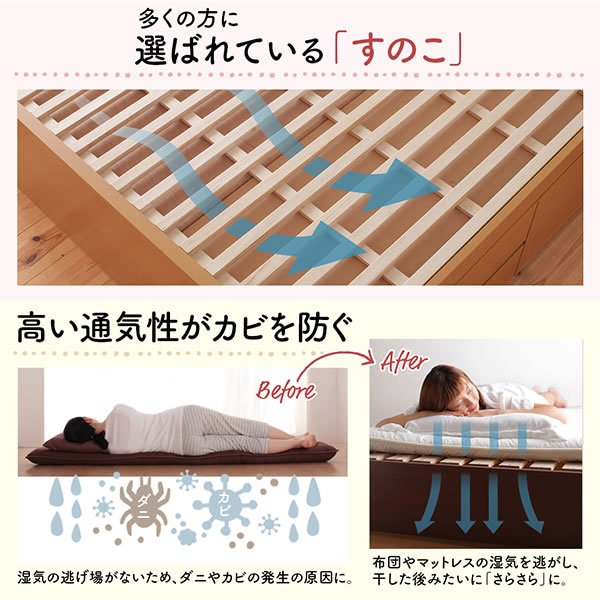 画像8: 棚の有無が選べるショート丈頑丈チェストベッド【Blanche】ブランシュ (8)