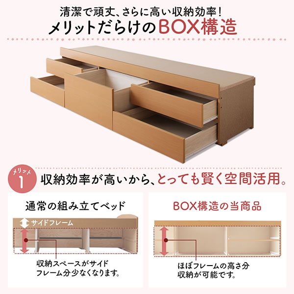 画像12: 棚の有無が選べるショート丈頑丈チェストベッド【Blanche】ブランシュ (12)